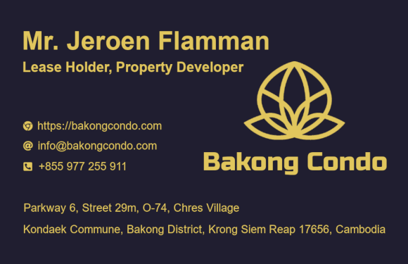 Mr Jeroen Flamman, Lease Holder, Property Developer, +855 977 255 911